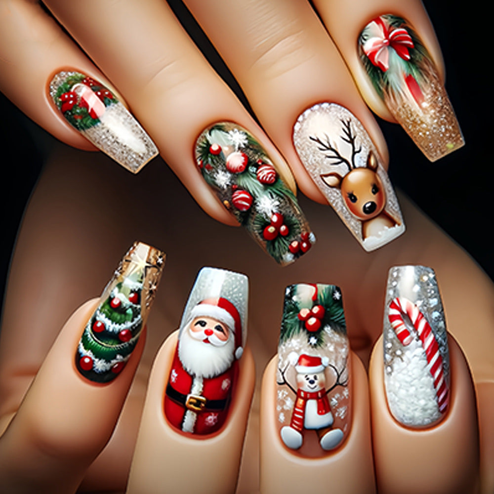 Festive Themed Acrylic Press-On Nail Art Set Kalsten
