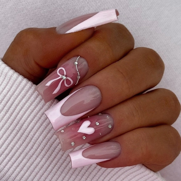 Nail art set with elegant bow and glitter motifs Kalsten