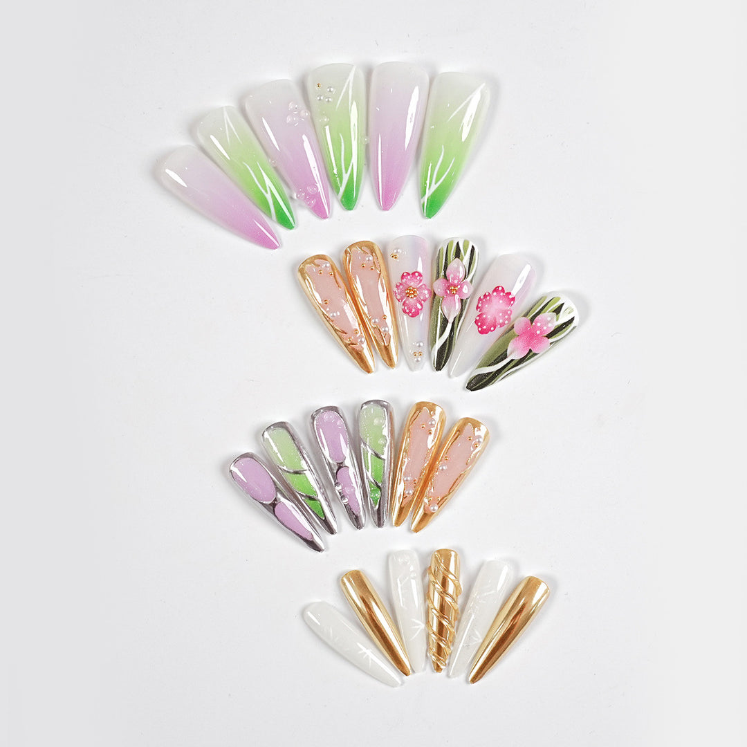 Premium Decorative Press-On Nail Art Set