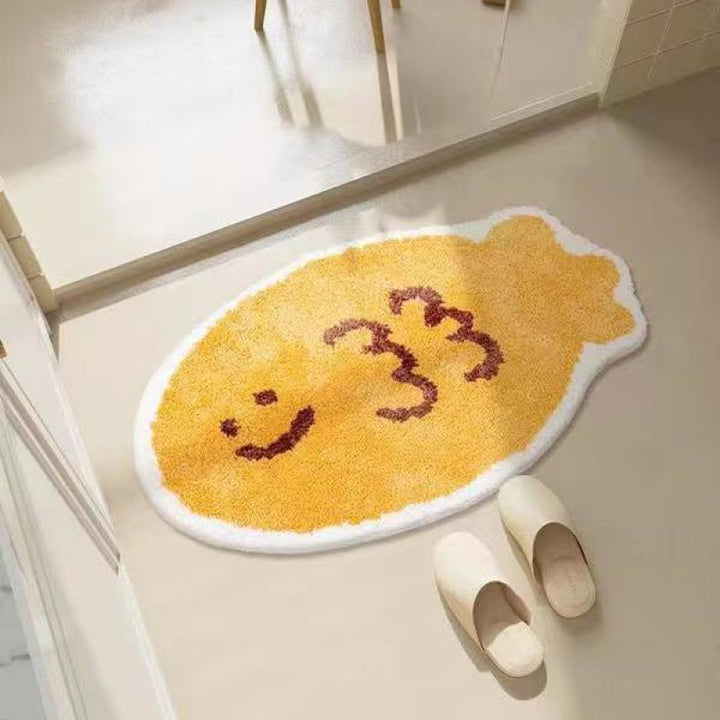 Cartoon Cat-Shaped Plush Bath Mat for Bathroom