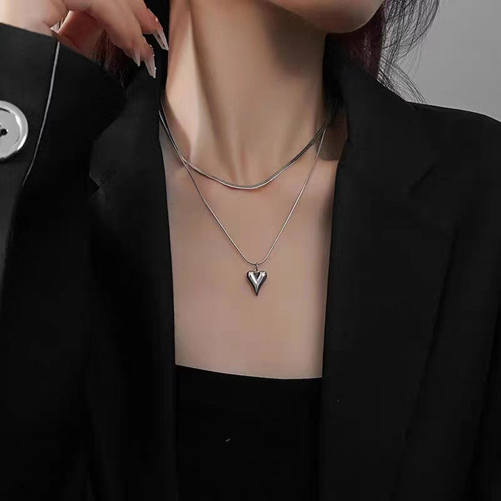 Layered Heart Pendant Necklace Kalsten