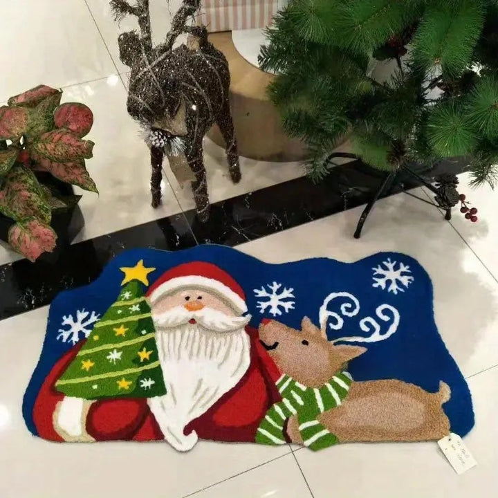 Festive Santa-Themed Door Mat for Home