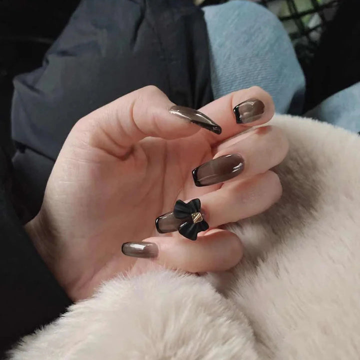 Elegant Bow Accent Stiletto Nail Extensions