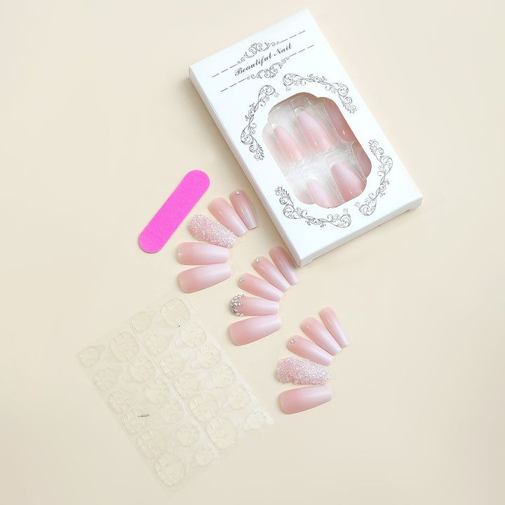 Artificial nail set with elegant glitter and flower decorations Kalsten