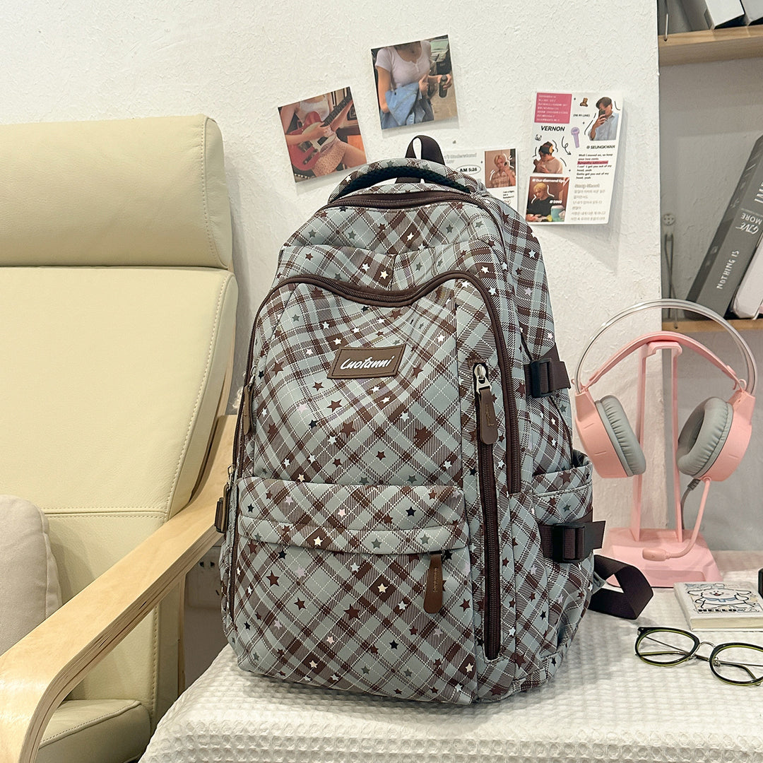 Stylish Plaid Design School Backpack Kalsten