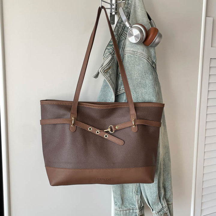 Structured Faux Leather Tote Bag