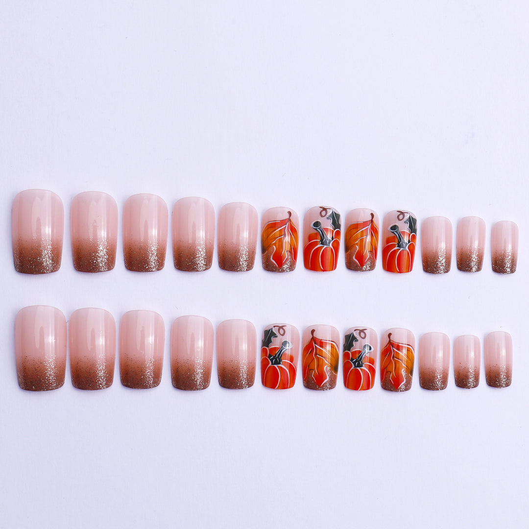 Artistic Pumpkin-Themed Nail Art