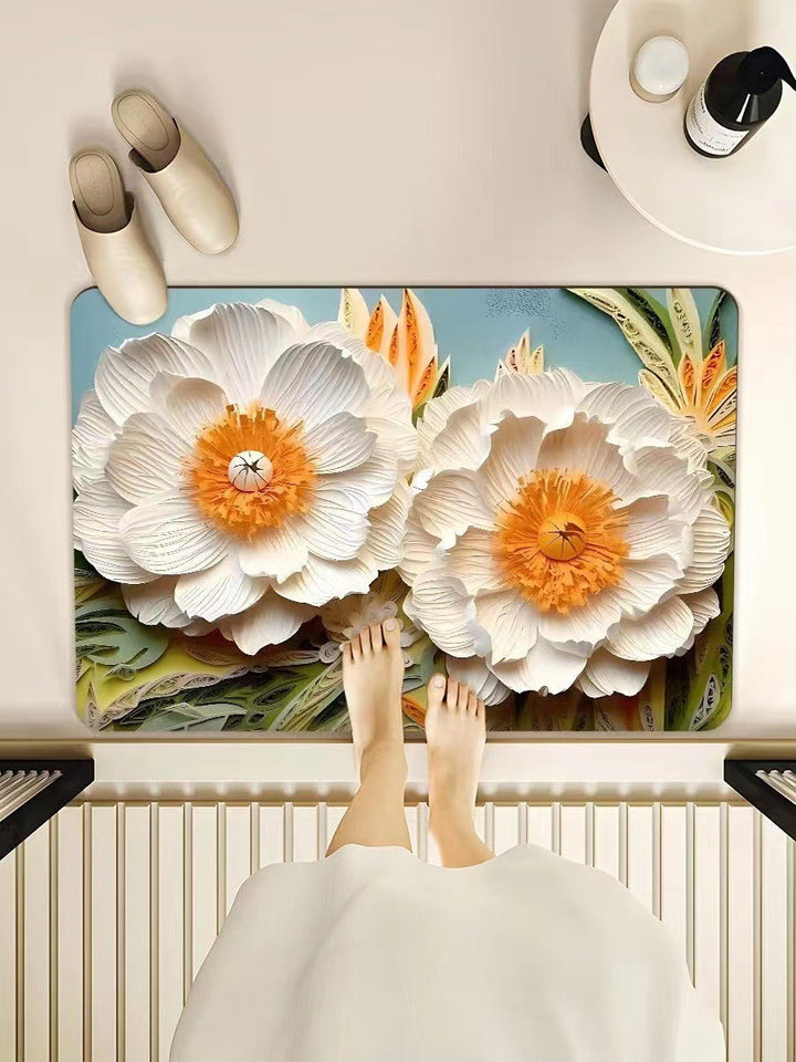 Luxurious Floral Design Bath Mat
