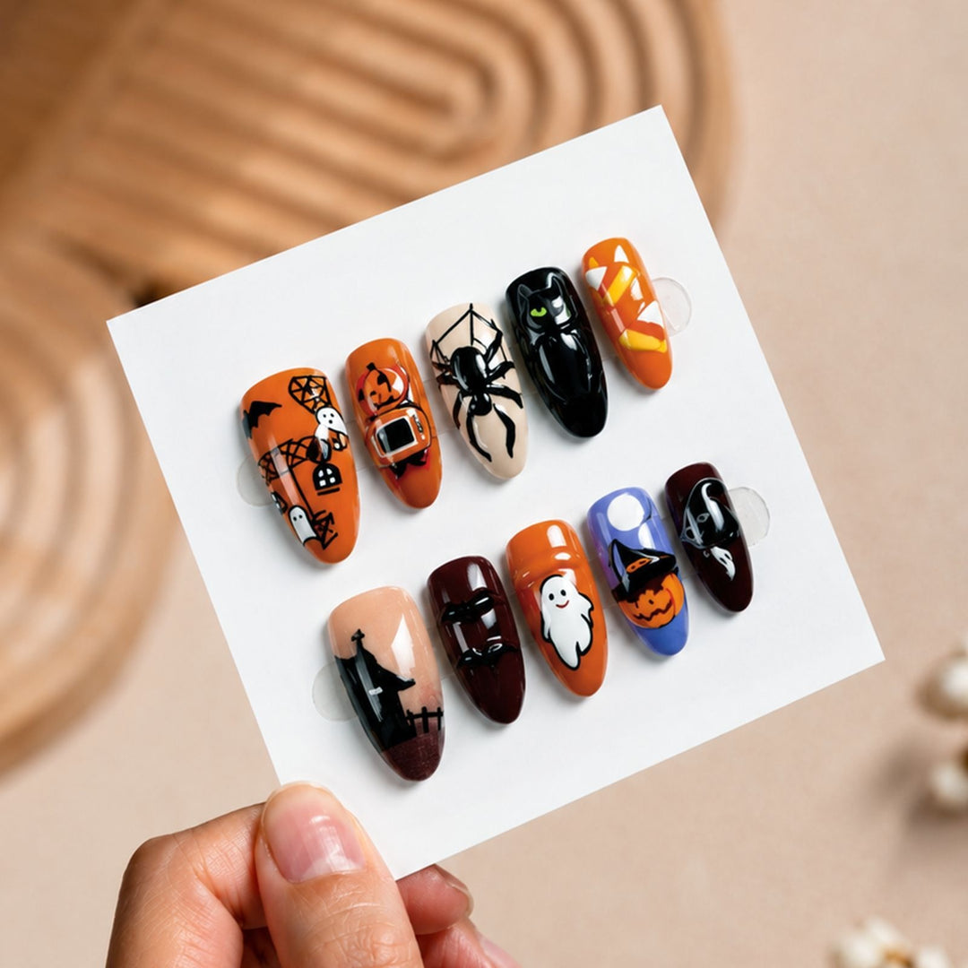 Fake nail set with spooky Halloween designs Kalsten