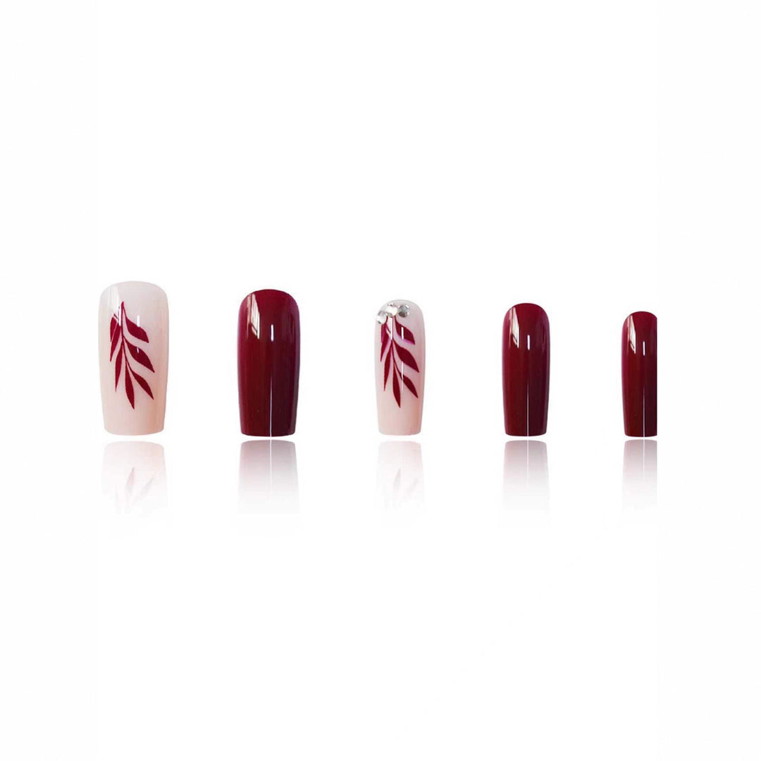 Elegant Leaf-Design Acrylic Nail Art Kalsten