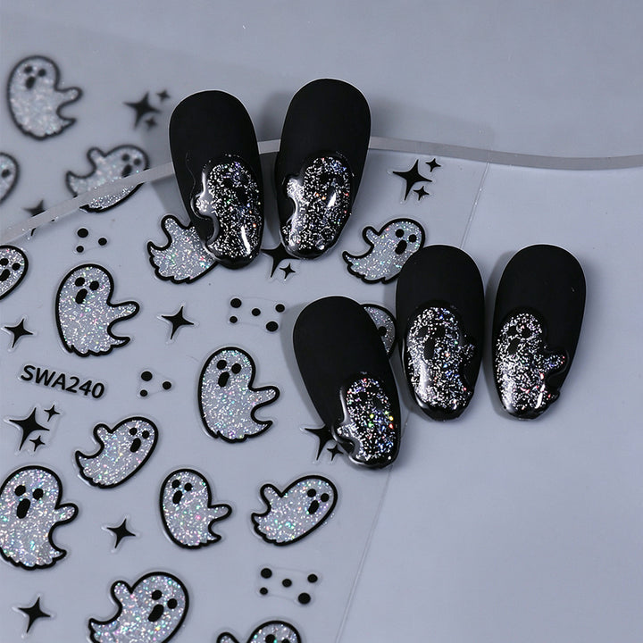 Halloween-Themed Ghost Nail Art Stickers