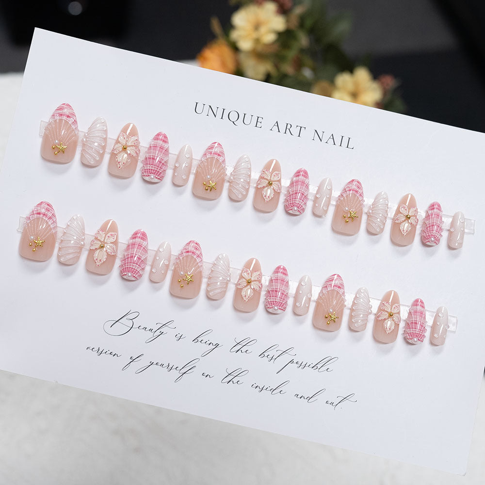 Shell-Inspired Decorative Nail Art