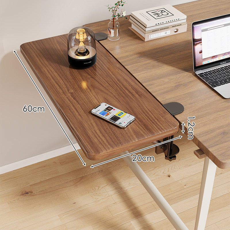 Clamp-On Adjustable Wooden Desk Side Shelf Extension with Foldable Bracket