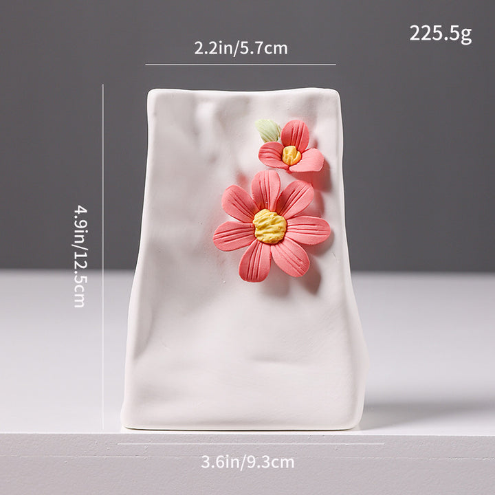 Decorative Floral Relief Ceramic Vase Kalsten