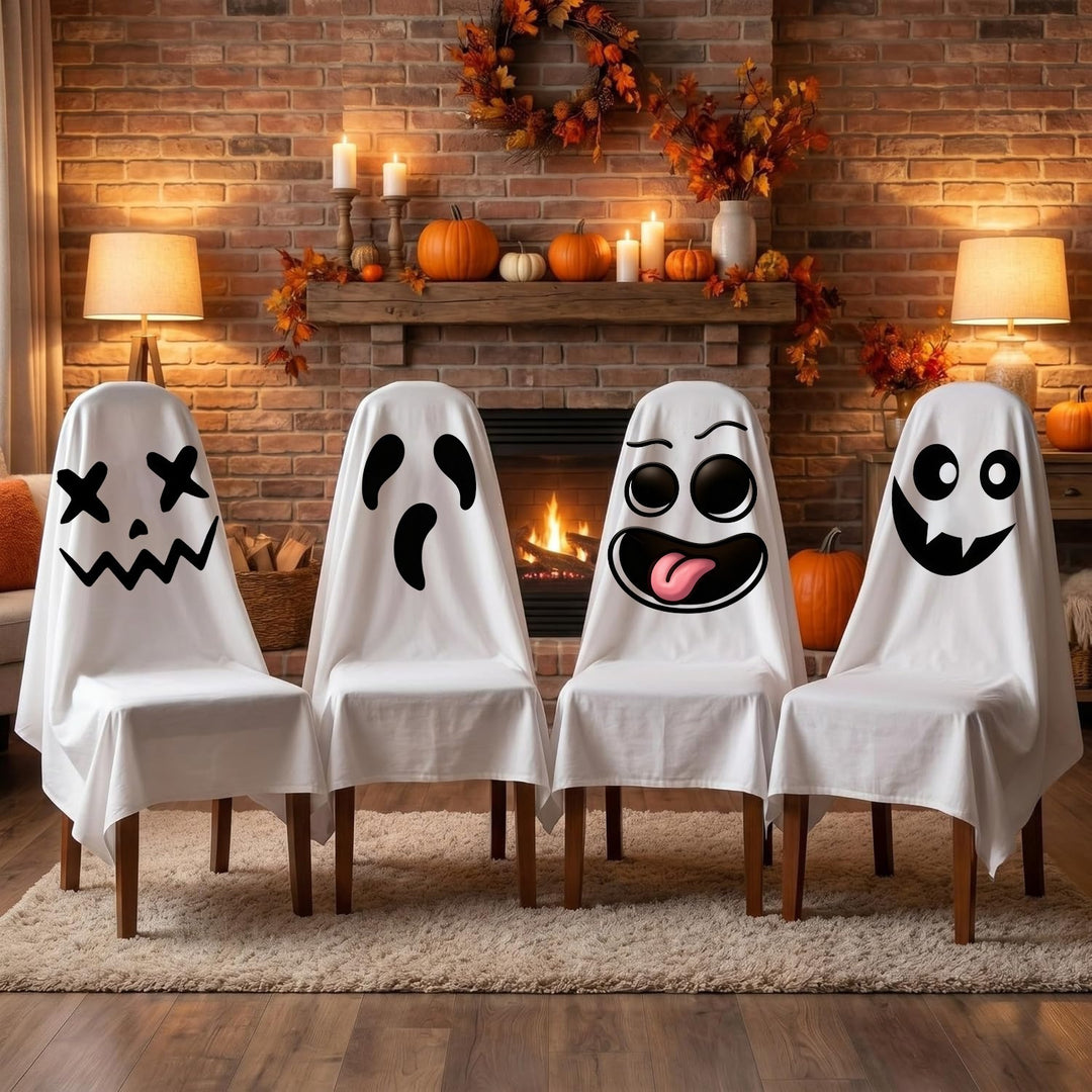 Ghost Throw Costume with Sewn-On Eyes and Bow Appliqué
