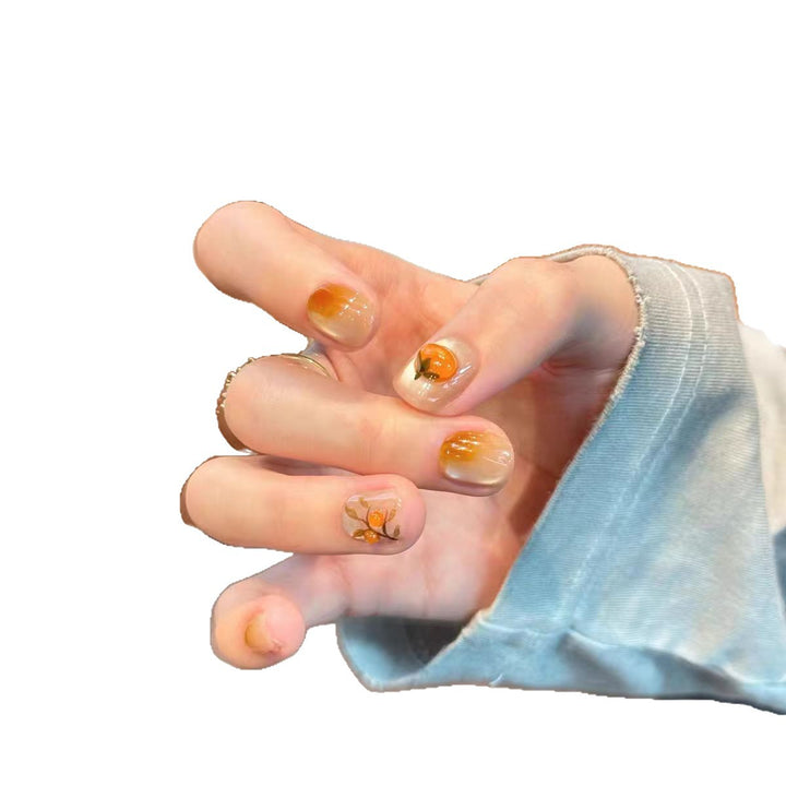 Premium Artistic Press-On Nail Set with Glittering Floral Accents Kalsten