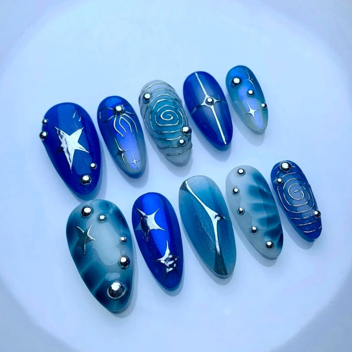 Artistic Ocean-Inspired Nail Art Set Kalsten