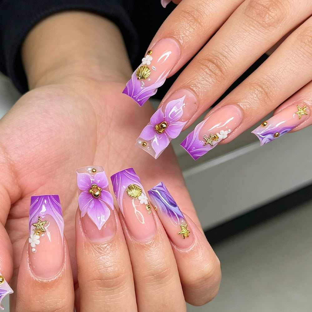 Decorative Floral Acrylic Nail Art Tips Kalsten