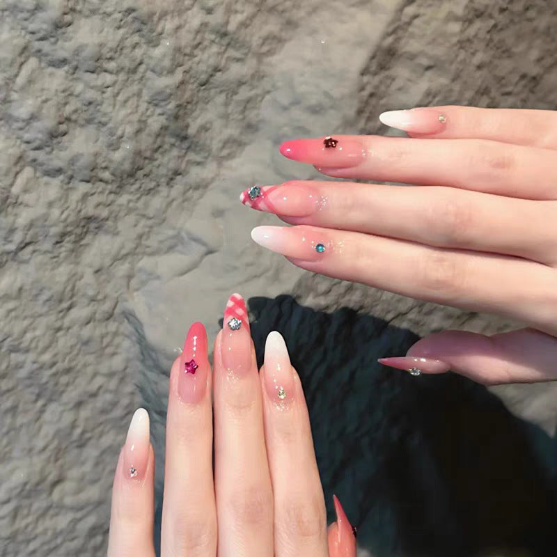 Stylish Press-On Nail Set with Gemstone Accents Kalsten