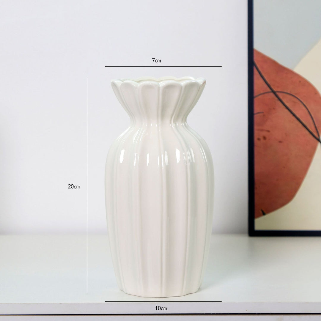 Fluted Ceramic Decorative Flower Vase Kalsten