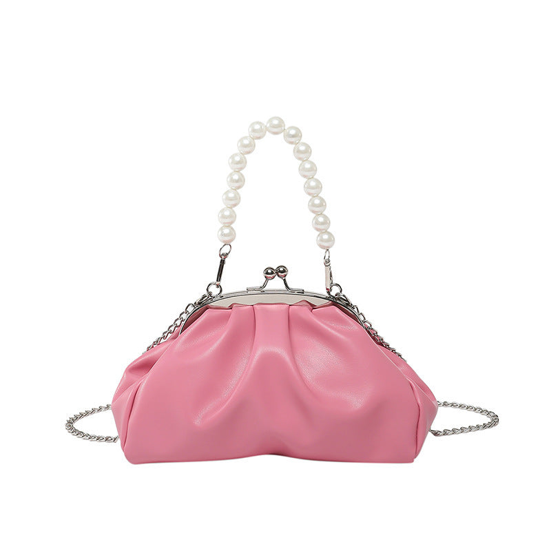 Elegant Clutch Handbag with Pearl Chain Kalsten
