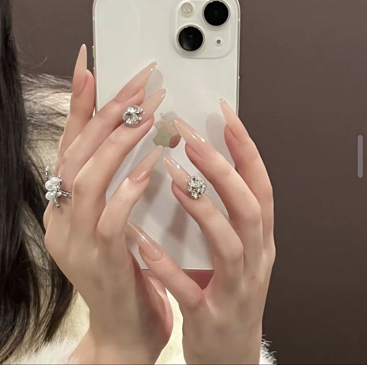 Stiletto Press-On Nail Set with Ombre Design and Rhinestone Accents Kalsten