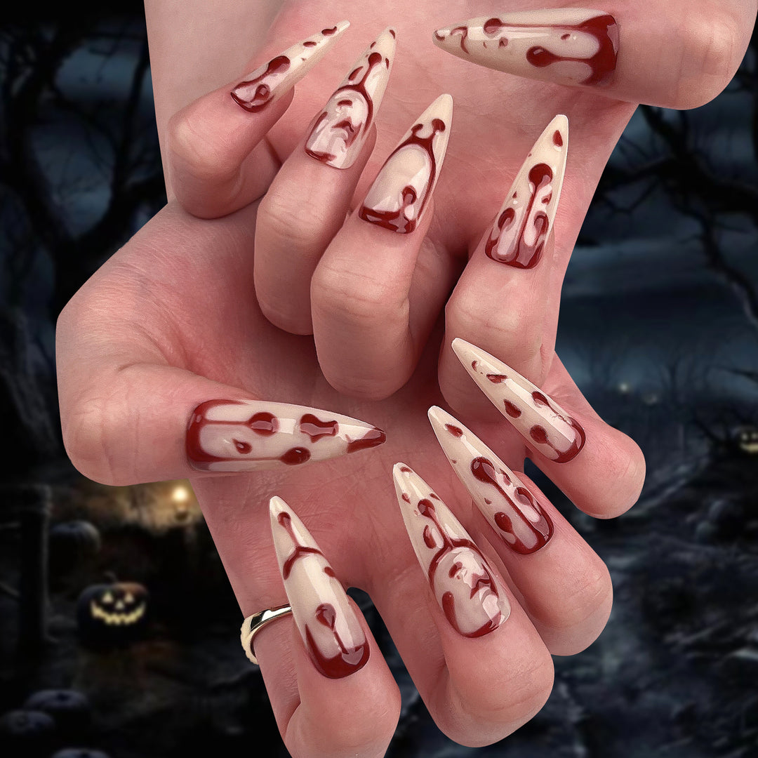 Artistic Halloween Gel Nails in Bloody Design Kalsten