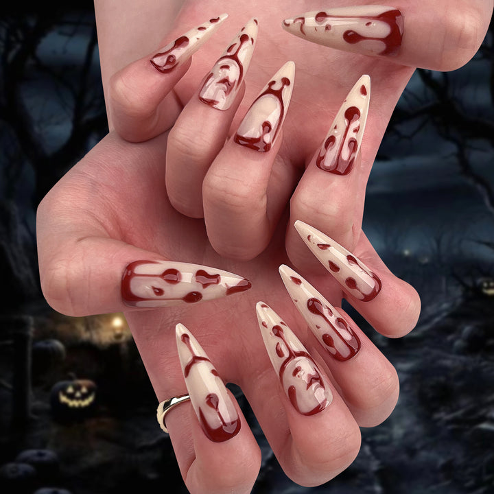 Artistic Halloween Gel Nails in Bloody Design Kalsten