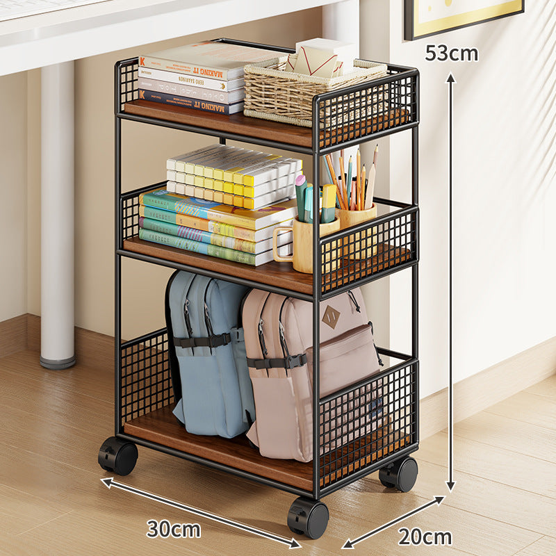 Slim Three-Tier Rolling Mesh Storage Cart with Locking Casters and Ventilated Shelves