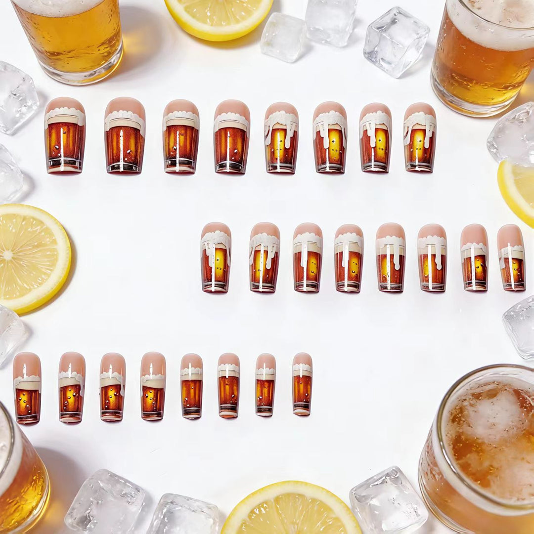 Artificial nails with Creative Beer Glass Design Kalsten