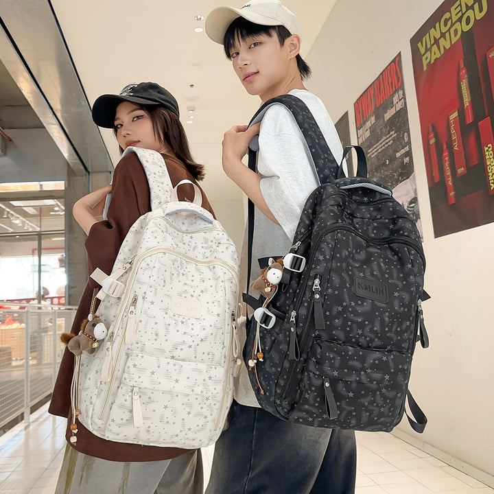 Stylish Multi-Pocket Star-Embellished Backpack Kalsten