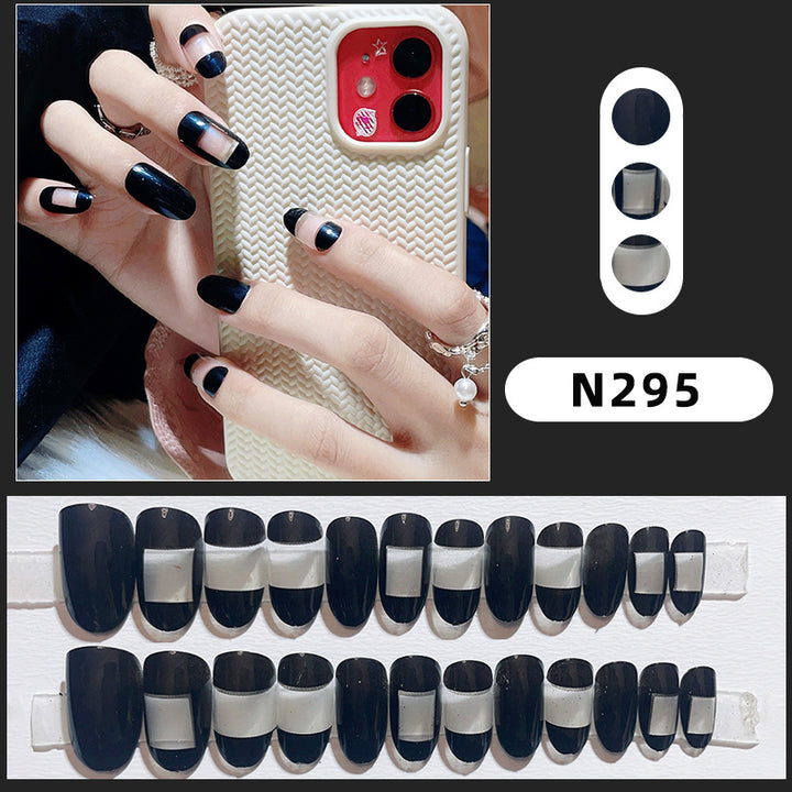 Stylish Press-On Nail Set with Geometric Design