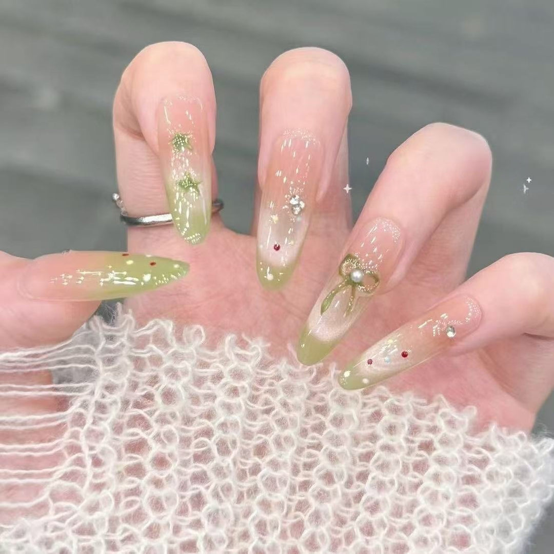 Artistic Holiday-Themed Press-On Nail Extensions