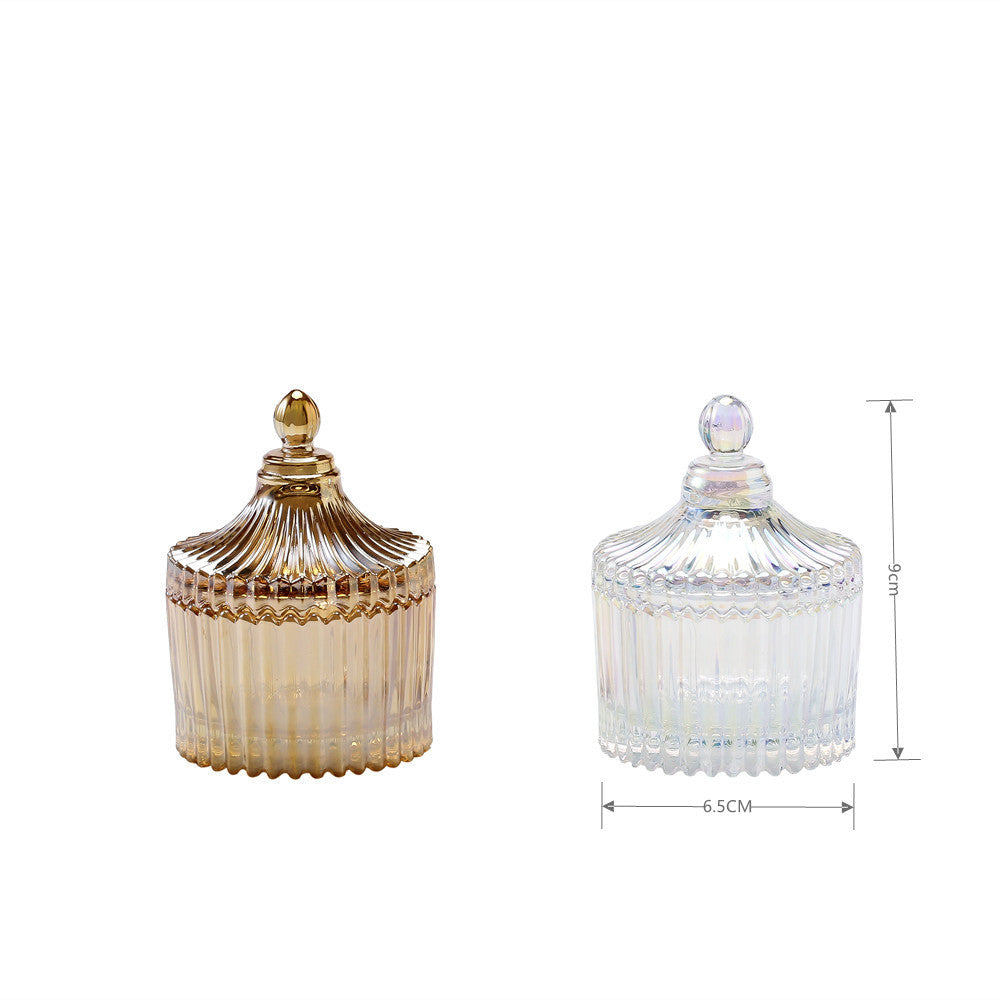 Vintage Ribbed Glass Trinket Jar with Lid Kalsten