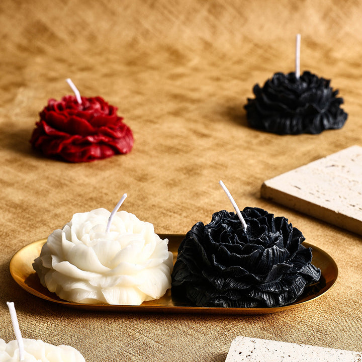 Hand-Poured Rose-Shaped Decorative Soy Tabletop Candle Centerpiece