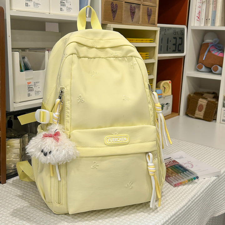 Stylish Multi-Pocket Backpack with Furry Keychain Kalsten