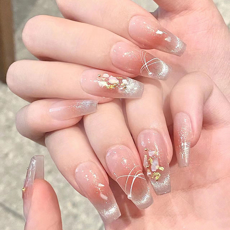 Artistic Press-On Nail Set with Glittery Star Accents Kalsten