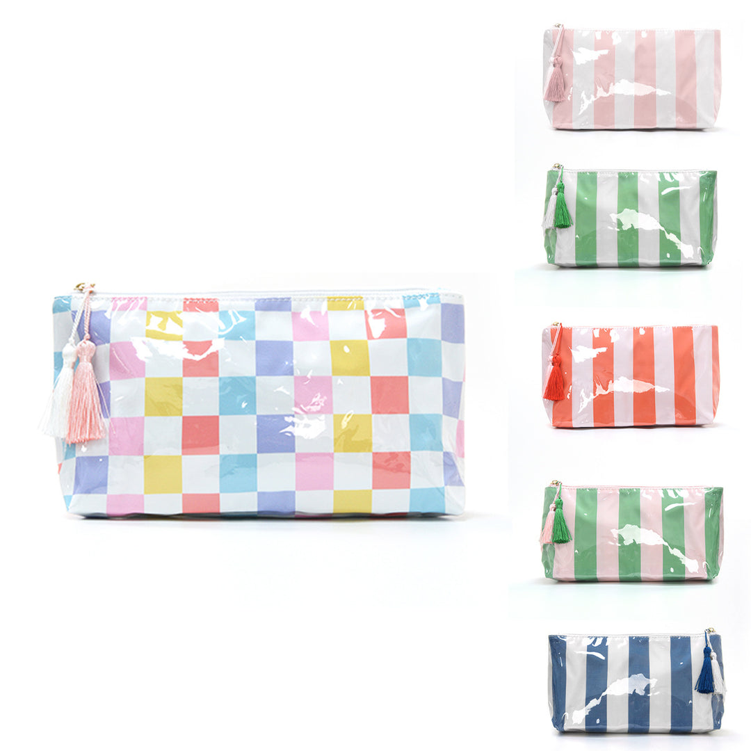 Cosmetic pouch with colorful check pattern Kalsten