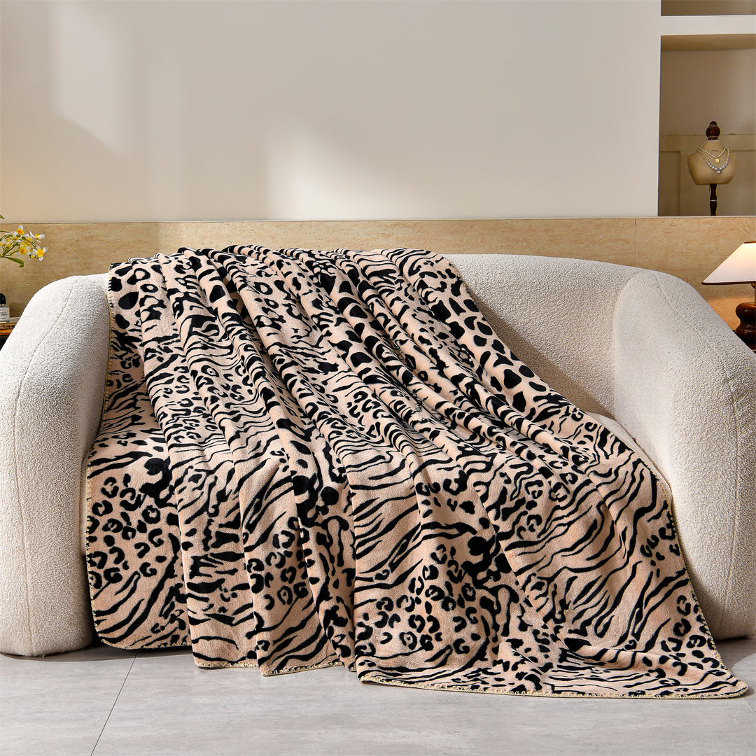 Luxury Leopard-Print Fleece Throw Blanket Kalsten