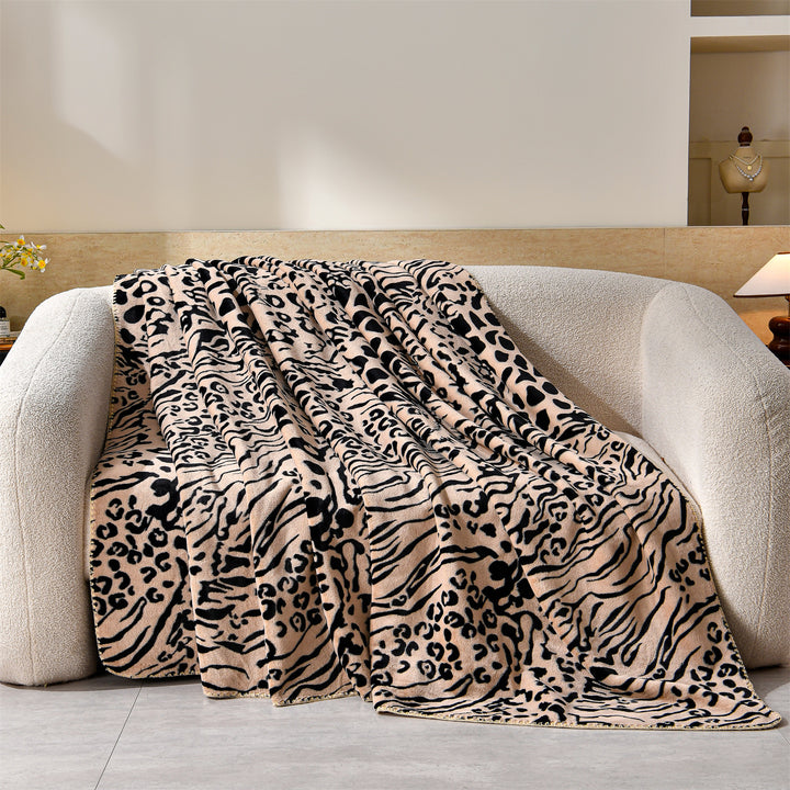 Luxury Leopard-Print Fleece Throw Blanket Kalsten