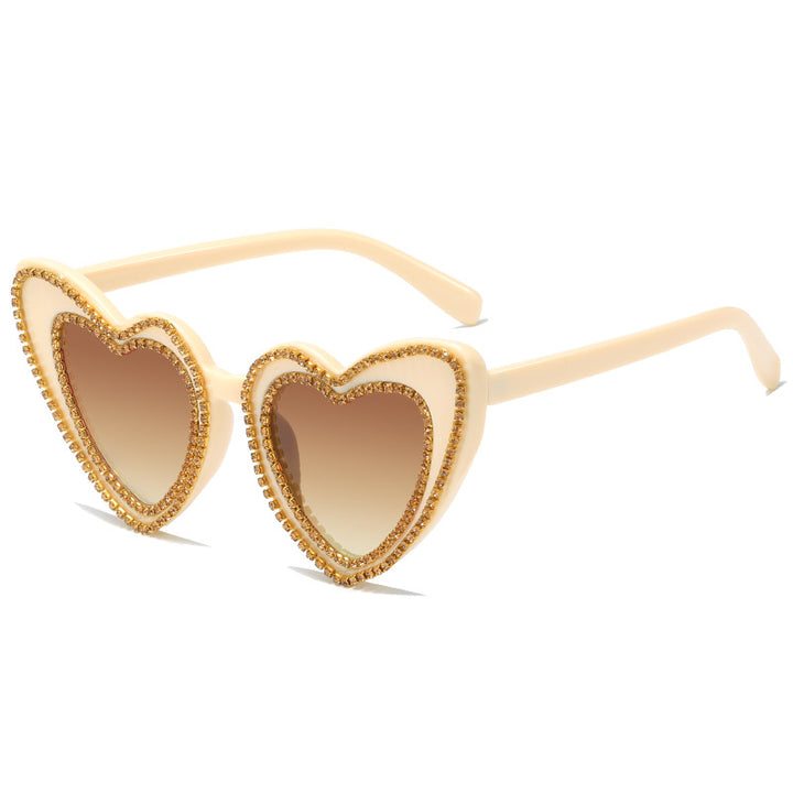 Women's Heart-Shaped Sunglasses with Glitter Accents Kalsten