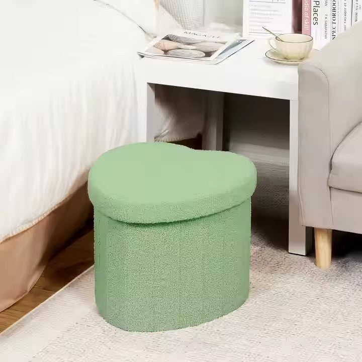 Heart-Shaped Plush Storage Ottoman Kalsten
