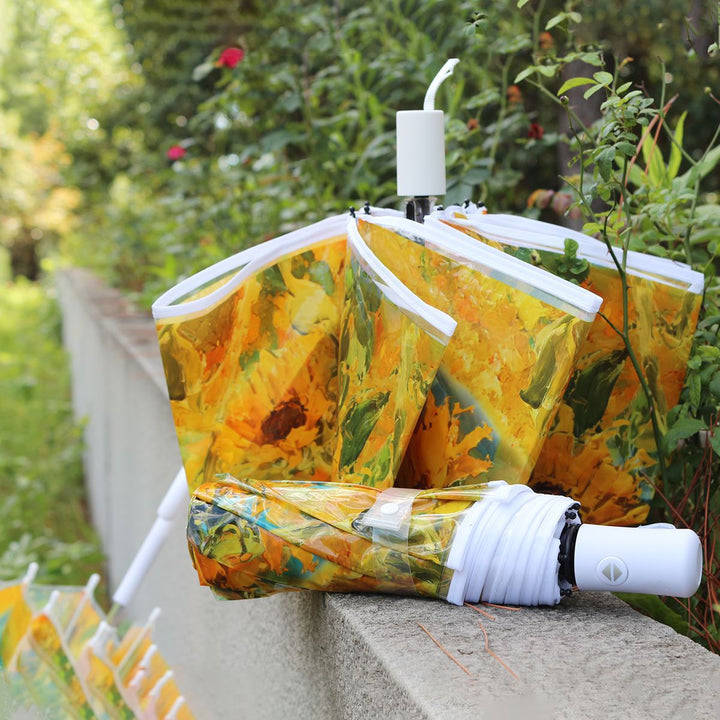 Women's collapsible umbrella with playful sunflower design Kalsten