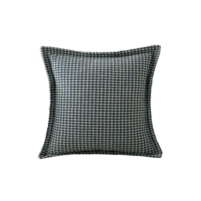 Decorative Houndstooth Textured Throw Pillow Cover with Piped Edge