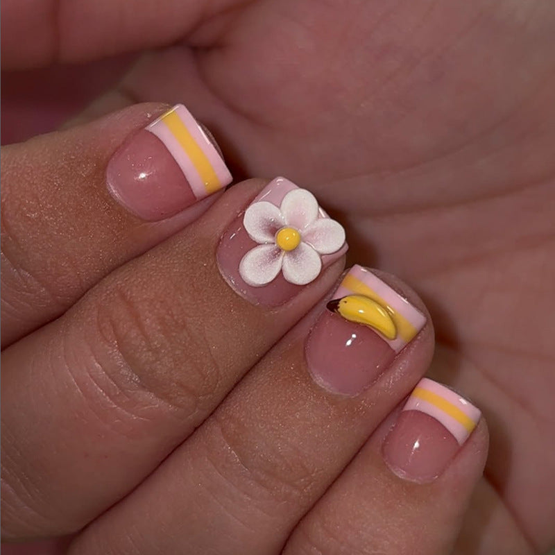 Artificial nail set with playful flower and fruit motifs Kalsten