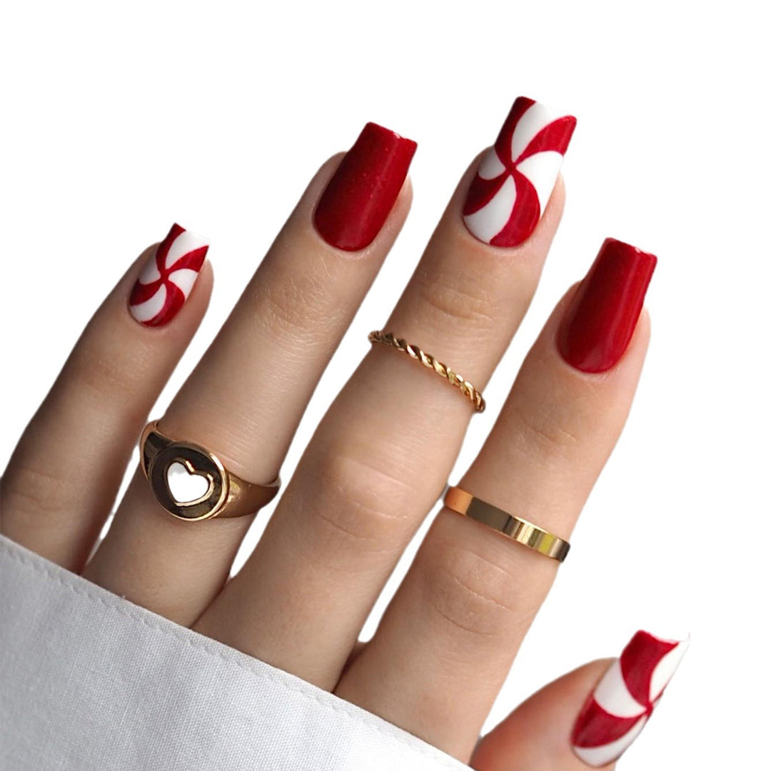 Festive Candy Stripe Nail Art Extensions