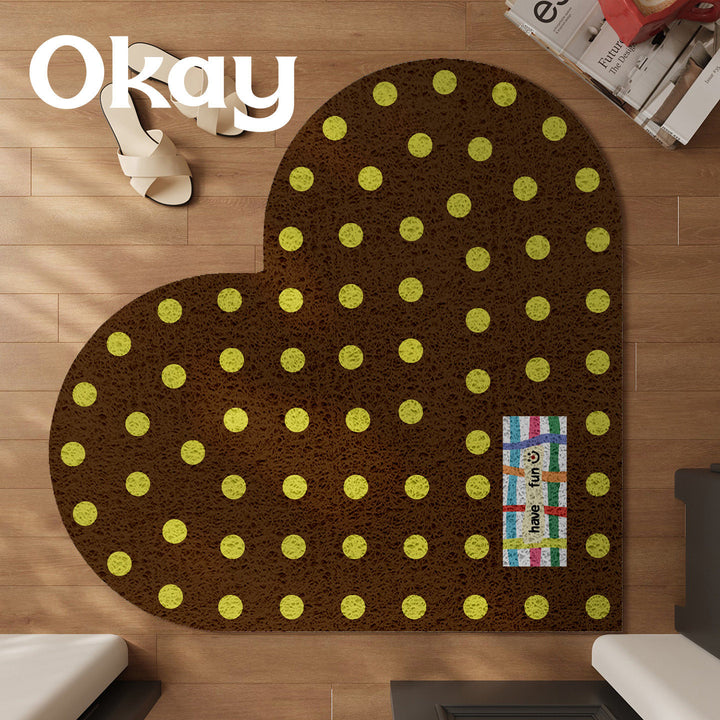 Heart-Shaped Anti-Slip Polka Dot Floor Rug for Entryway and Bedroom