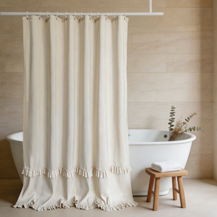 Elegant Ruffled Shower Curtain Kalsten