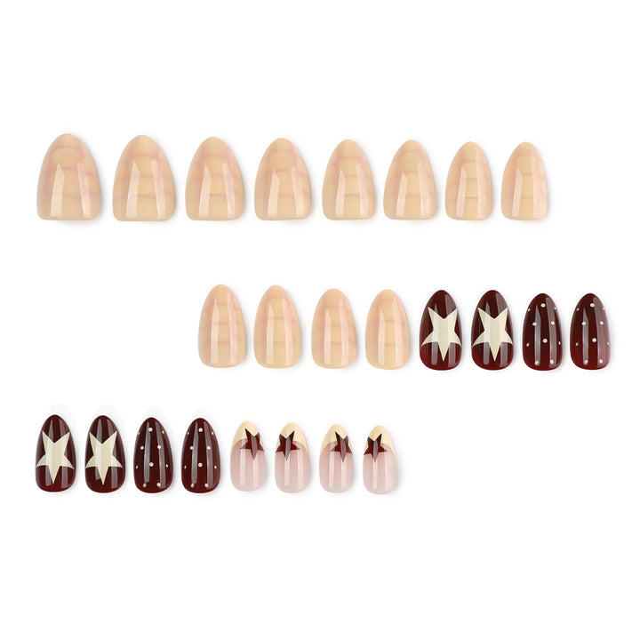 Artful nail art with geometric pattern and festive design Kalsten