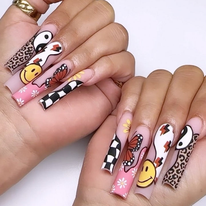 Artificial nails with colorful butterfly design Kalsten